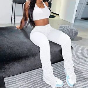 Sleeveless Crop Top Women Tracksuits High Waist